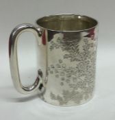 A Victorian silver christening cup with floral dec