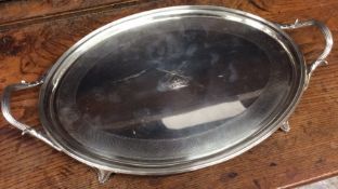 A good Georgian silver tea tray with reeded border