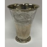 An 18th Century tapering Swedish silver vase. Appr