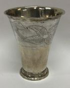 An 18th Century tapering Swedish silver vase. Appr