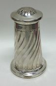 An unusual swirl fluted silver sugar caster. Birmi