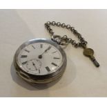 A silver open faced pocket watch. Approx. 115 gram