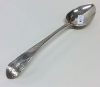 An Irish silver bright cut silver tablespoon. By J