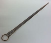 A good Georgian silver meat skewer with ring thumb