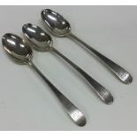 A set of three Georgian silver OE pattern dessert