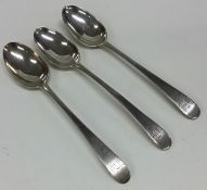 A set of three Georgian silver OE pattern dessert