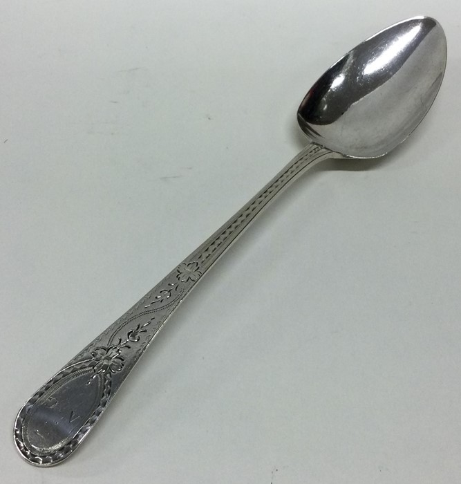 A bright cut silver tablespoon. London 1794. By St