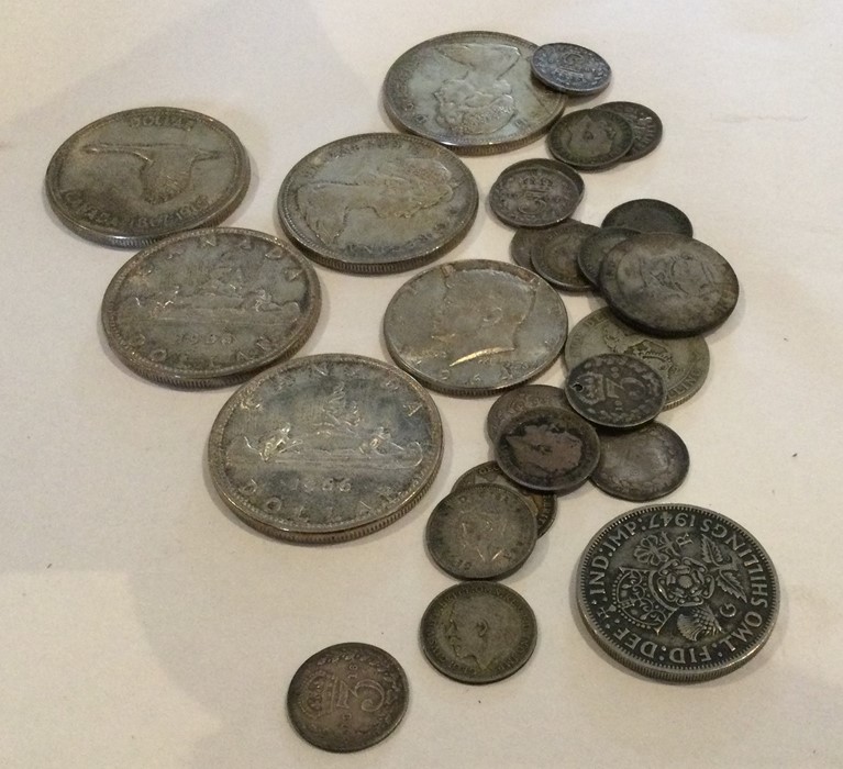 A bag containing silver coins. Approx. 190 grams.