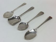 A group of four good silver jam spoons. Various da