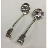 A pair of silver fiddle pattern sauce ladles. Lond