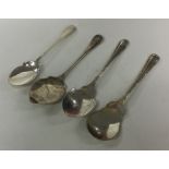 A group of four silver jam spoons. Various dates a