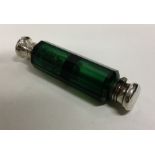 An unusual silver combination green glass double e