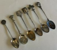 A collection of six good silver souvenir spoons. V