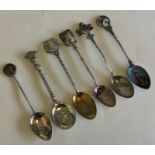 A collection of six good silver souvenir spoons. V