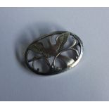 GEORG JENSEN: An oval Danish silver brooch in the