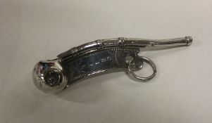 A good Victorian silver bosun's whistle with engra