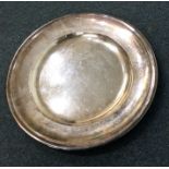 A large silver plated armada dish engraved with a