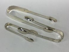 Three pairs of silver sugar tongs. Various dates a