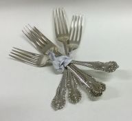 A heavy set of five silver forks. Sheffield. Appro