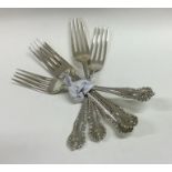 A heavy set of five silver forks. Sheffield. Appro
