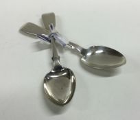 A pair of fiddle pattern silver dessert spoons. Lo