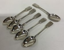 A set of six fiddle pattern silver teaspoons. Lond