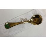 GEORG JENSEN: A silver gilt spoon with clover leaf