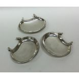 A set of three silver ashtray clips. Birmingham. A