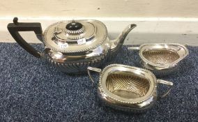 A heavy silver 3 piece tea set. Sheffield. 600 gra