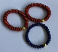 A group of three gold mounted bracelets of expandi