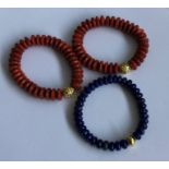 A group of three gold mounted bracelets of expandi
