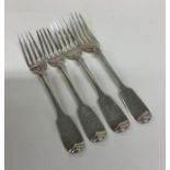 EXETER: A set of four silver fiddle pattern desser