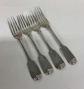 EXETER: A set of four silver fiddle pattern desser