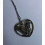 GEORG JENSEN: A heart shaped Danish silver pendant