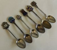 A collection of six good silver souvenir spoons. V