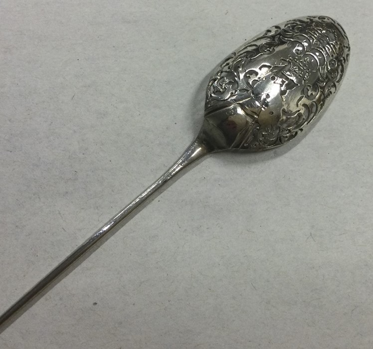 A large Georgian silver mote spoon with pierced bo - Image 2 of 2