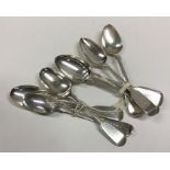 A collection of fiddle pattern silver teaspoons. V