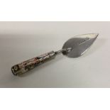 A Victorian silver and porcelain mounted trowel of