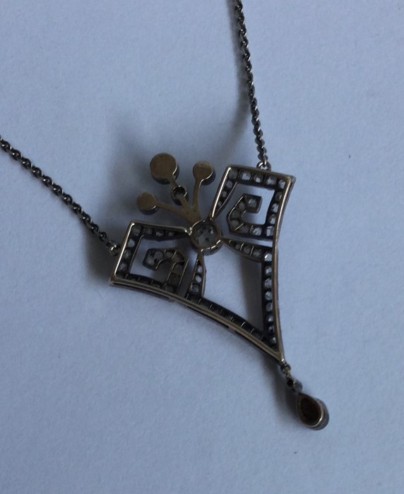 A good diamond drop pendant of stylised form on fi - Image 3 of 3