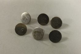 A set of six 18th Century silver buttons with init