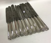 A good set of ten large silver handled knives with