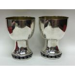 A rare unusual pair of modernistic silver goblets