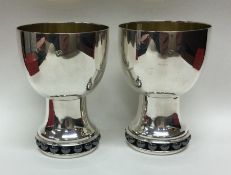 A rare unusual pair of modernistic silver goblets