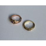 Two gold ring mounts. Approx. 3 grams. Est. £40 -