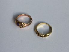 Two gold ring mounts. Approx. 3 grams. Est. £40 -