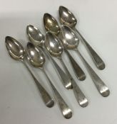 A set of six Georgian silver OE pattern teaspoons.