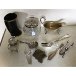 A good collection of plated items including ladles