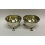 A good pair of Victorian silver beaded salts. Lond