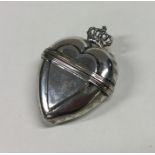 A heavy large Continental silver heart shaped box
