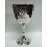 A good engraved silver goblet attractively engrave